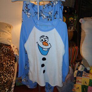 Girl's Large L 12 - 14 Disney Frozen Olaf Pajama Set Shirt & Pants